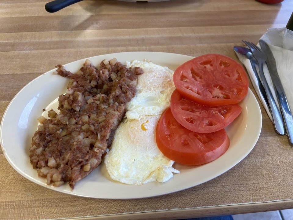 Eggs over Easy Corned Beef Hash