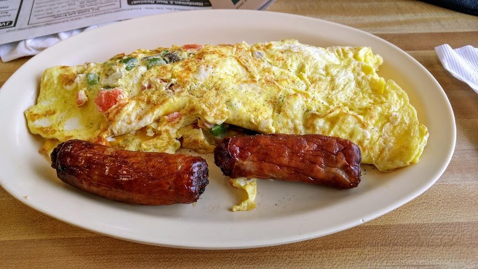 Veggie Omelet with Sausage Links